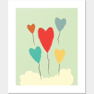 Heart Balloons above the Clouds Posters and Art